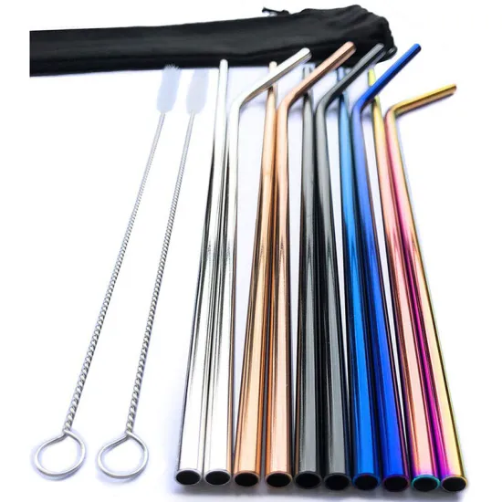 Reusable 304 Stainless Steel Straws With Opp Bag