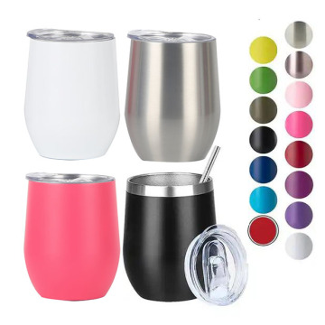 New 12 oz Insulated Stainless Steel Wine Tumbler: Perfect for Travel, Camping, and Daily Use with Lid and Reusable Straw
