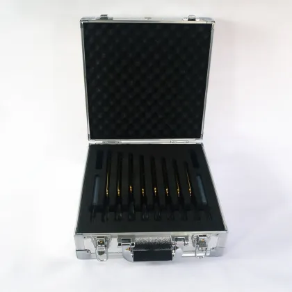 Golden Quartz Crystal Tuning Fork Set - 8 Pcs 10mm HF Chakra Tuning Forks with Carrying Case