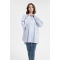 Poplin blouse white blue stripe shirt