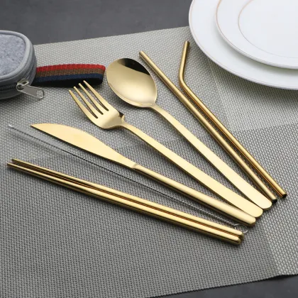 Wholesale Restaurant Golden Flatware Outdoor Drinking Straw