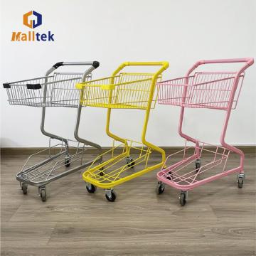 Supermarket pink metal 2 tier shopping Basket Trolley