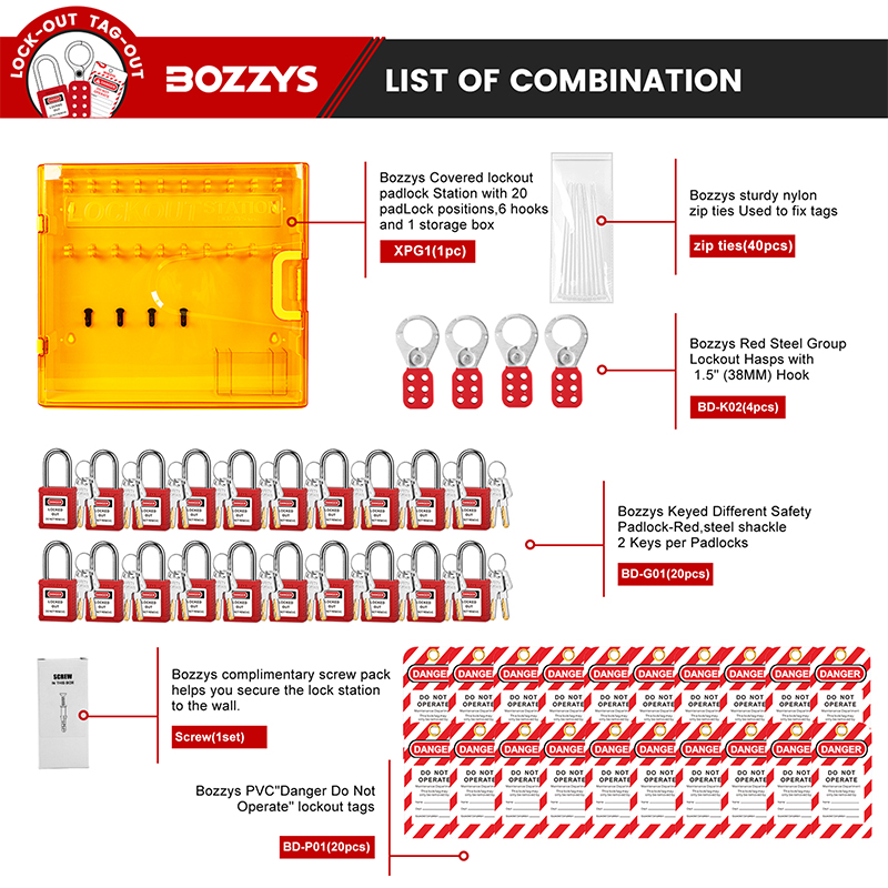 기계 및 전기 유지 보수 용 Bozzy Portable Lockout 태그 아웃 안전 키트, Bossgoo.com의 고품질 기계 ...