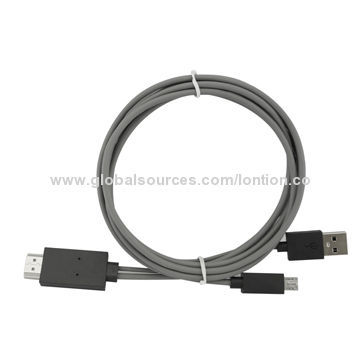High-quality Gray MHL/MHL to HDMI Cable, TPE Jacket, Connect HDMI Connector to TV