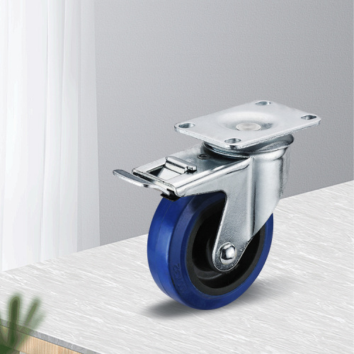 Swivel with Total Brake Elastic Rubber Caster