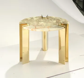 Marble Side Table With Metal Base