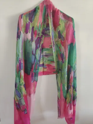 Worst Cashmere Blended with Silk Printed Shawl