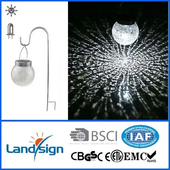 2-LED Color Changing Hanging Cracked Glass Ball Outdoor Garden Solar Light