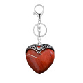 Red Jasper Antique Silver Alloy Heart Pendant for DIY Making Jewelry