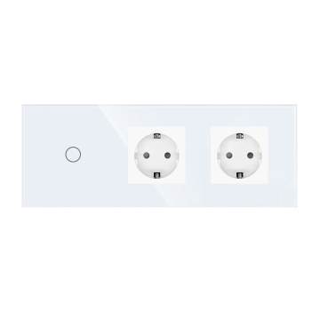 1/2/3 Gang Touch Switch 1Way Plus Triple Wall Switches Sockets EU Standard Blue Backlight Glass Panel 228mm