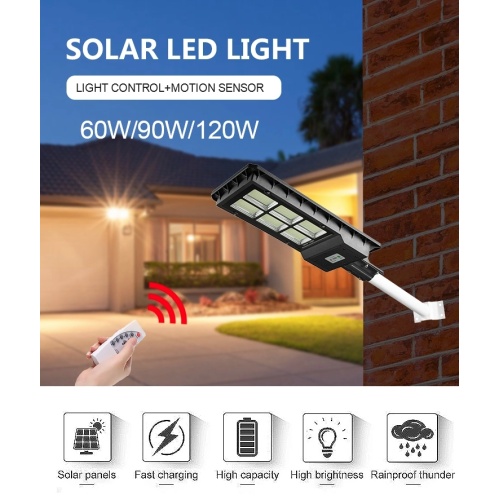 120W Solar-Powered Outdoor Garden LED Street Light