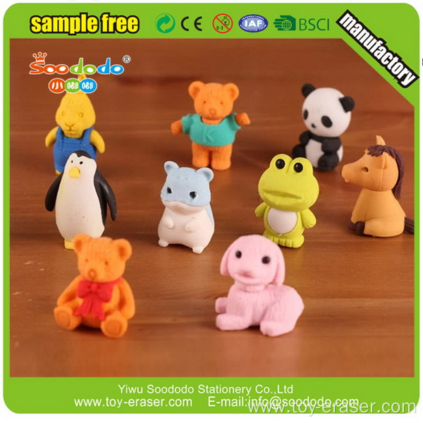 Wholesale Custom Japanese Mini Funny Cute Animal Shaped 3D Eraser