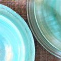 Wholesale Green Colored Cloudy Glass Tableware Dish Plate