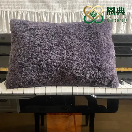 Grace Rectangular Purple Wool Barbi Blanket Throw Pillow