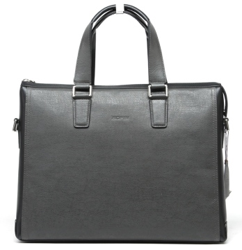 Grey Leather Microfiber Laptop Briefcase
