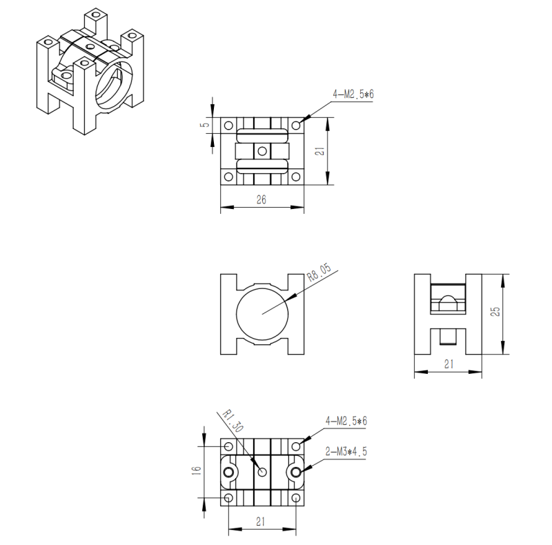 JMRRC Aluminium Alloy Clamp for Carbon Fiber Pipe 16mm CNC Integral Pipe Clamp Holder for UAV Multicopter OD 16mm C-type Clamp