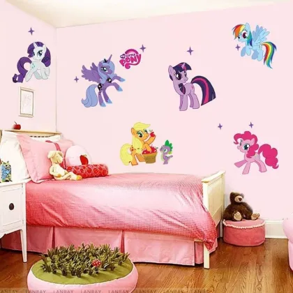 3D Cartoon Wall Stickers Wall Decals My Little Pony For Kids Room Home Decor
