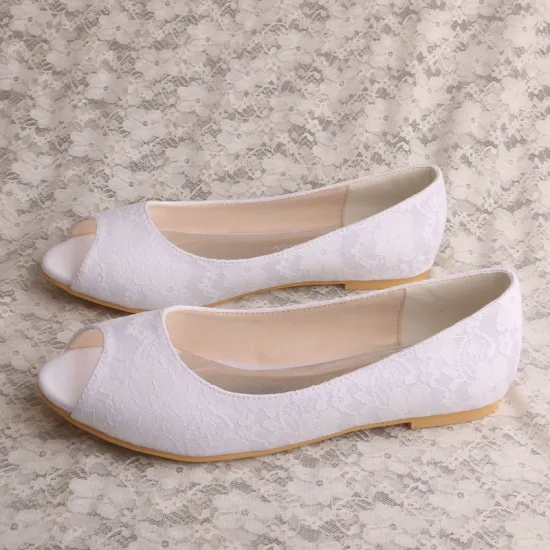 Ladies Peep Toe Flat Shoes for Bridal