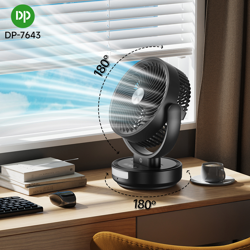 5.5 Inch Rechargeable Table Fan with LED Light and Remote Control