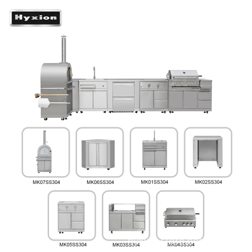Hyxion outdoor kitchen new design modulars stainless steel silver colour bbq grill