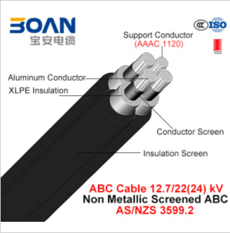 Hv ABC Cable, Aerial Bundled Cable, Al/XLPE+AAAC, 3/C+1/C, 12.7/22 Kv (AS/NZS 3599.2)