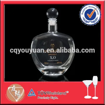wholesale X.O brandy bottle heart shaped glass bottle with cork