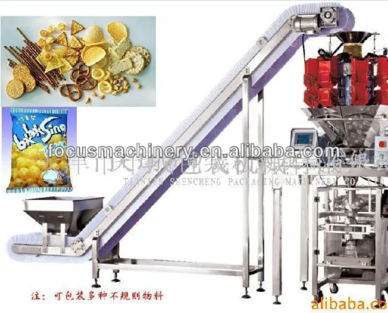 Automatic packing machine price with inclined belt conveyor