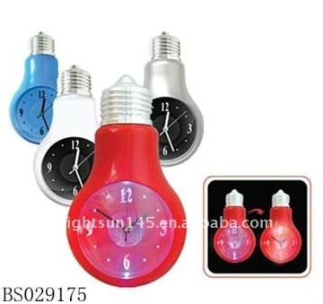 lamp bulb wall clock with light