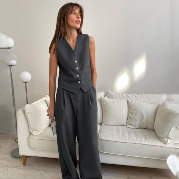 Gestro di moda da donna estivo e pantaloni a gamba larga 2 pezzi