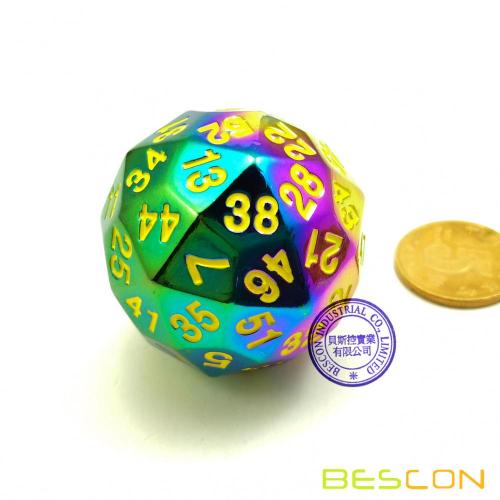 Bescon Новый Фантастический Радужный Твердого Металла 60 Сторон Кости, Радужный Металлик Д60