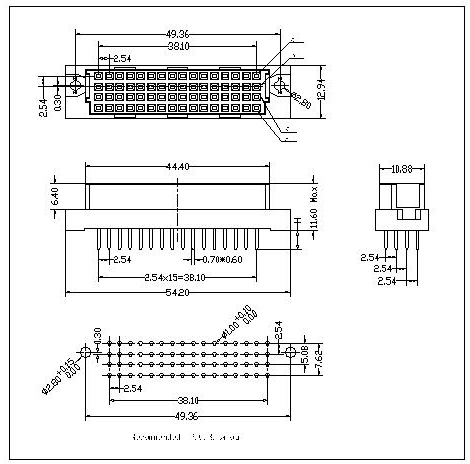 DFS-64-XXX-402 DIN 41612 Vertical Female Type C Connectors 64 Positions