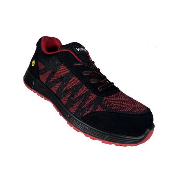 Black Red Flyknit Safety Shoes