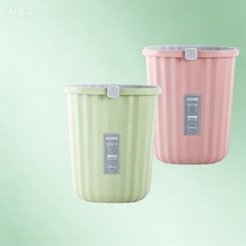 Heavy Duty Plastic Trash Bin with Reinforced Rim for Household Use