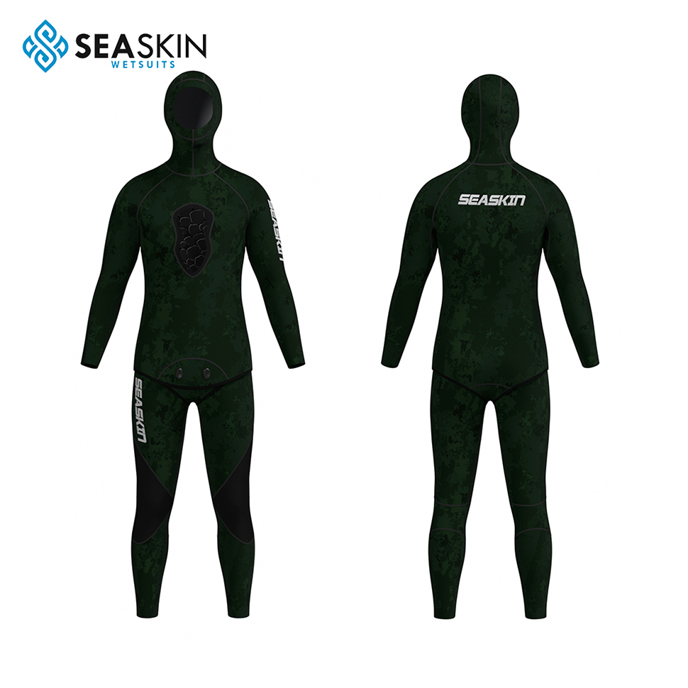 Seaskin Custom YAMAMOTO 5mm 2 pieces camouflage Hooded Neoprene Spearfishing Diving Wetsuit