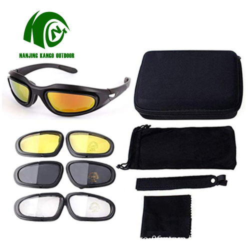 Custom OEM Explosion-Proof Goggles with 3 Lenses PC UV400 Tactical Sunglasses