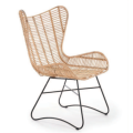 Modern Rattan Lounge Chair Outdoor PE Rattan Armchair Leisure Wicker Patio Garden Dining Chair for Terrace Balcony Courtyard