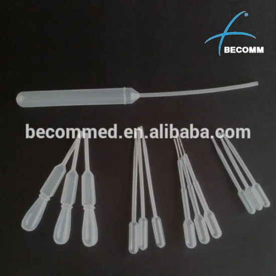 Disposable plastic pasteur pipette without graduations