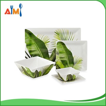 100% melamine square shape high quality tableware , elegant melamine dinner set