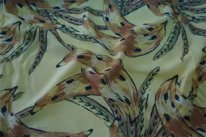 Rayon Polyester Slub Tencel Like Print Fabric