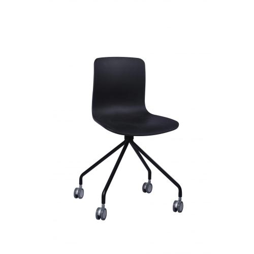 Modern plastic swivel side chair with wheel