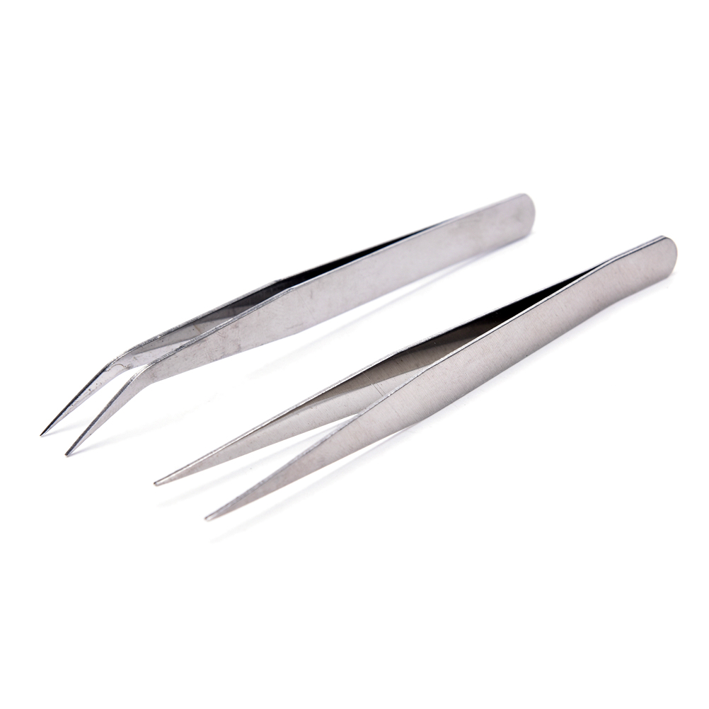 2PCS Nail Art Nippers Straight & Curved Tweezer For Eyelash Extensions