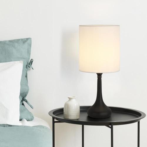 Petite lampe de table de table de chevet avec abat-jour en tissu blanc