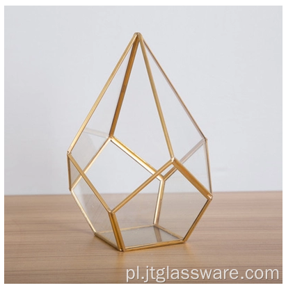 Rośliny Szklane Terrarium Geometryczny Pentagon Paproć Mech