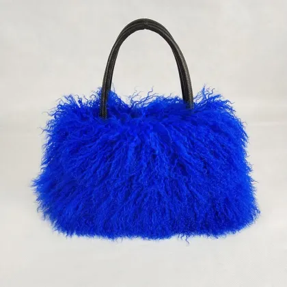 Genuine Tibet  Fur Shoulder bag Real Mongolian Fur Handbag