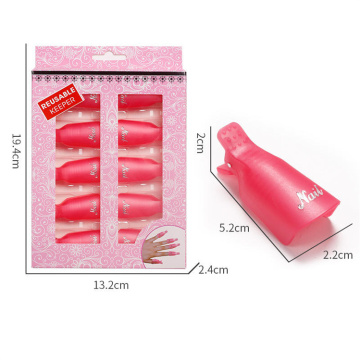 10pcs/box قابلة لإعادة الاستخدام البلاستيكية طلاء الأظافر مزيل المقاطع لنقع الفن قبالة وأشعة فوق البنفسجية manicure