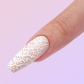 3D white stripe long coffin fake nail