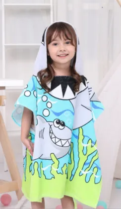 Child soft organic cotton towel poncho