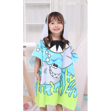 Peignoir serviette bleu poncho de surf sans manches pour enfants