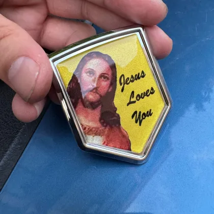3D Aluminium Jesus Loves You Car Emblem Badge