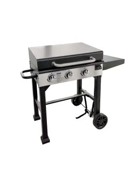 3 Burners Outdoor Gas Griddle Barbecue Grill with Lid and Side Table